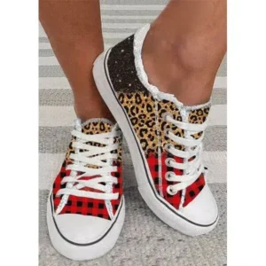 Cupcarrom Women Casual 3D Printing Color Leopard Canvas Shoes