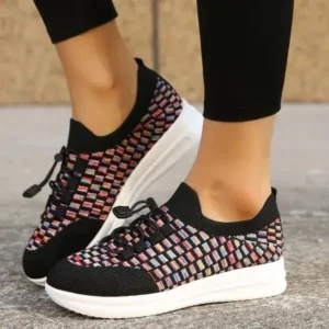 Cupcarrom Women Fashion Fly Knit Breathable Fashion Sneakers