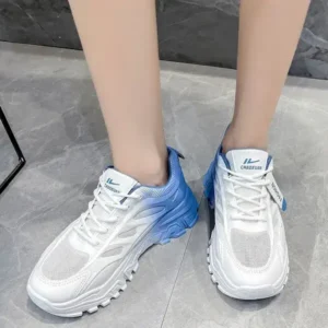 Cupcarrom Women Fashion Round Toe Breathable Mesh Gradient Sneakers