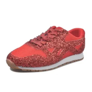 Cupcarrom Women Fashion Round Toe Platform Sequins Rhinestone Platform Sneakers