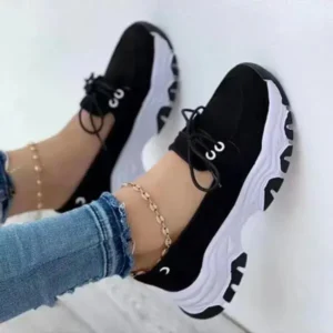 Cupcarrom Women Fashion Lace Up Platform Casual Sneakers