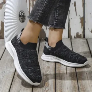 Cupcarrom Women Fashion Round Toe Slip-On Flat Non-Slip Lightweight Sneakers