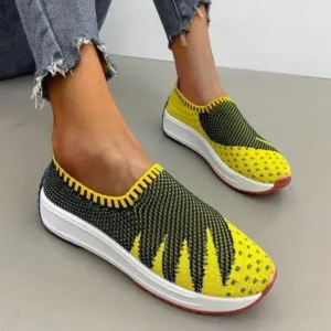 Cupcarrom Women Fashion Fly Knit Breathable Platform Low Top Sneakers