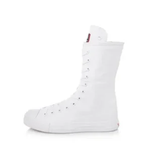 Cupcarrom Women Casual Side Zip Mid-Top Canvas Mid-Calf Boots