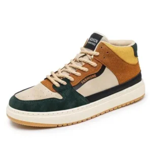 Cupcarrom Men'S Fashion Breathable Color Block Pu Sneakers