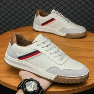 Cupcarrom Men'S Casual Breathable Color Block Pu Sneakers