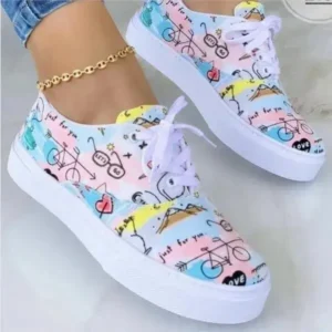 Cupcarrom Graffiti Print Platform Canvas Shoes