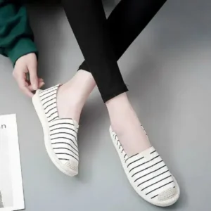 Cupcarrom Fashion Stripe Pattern Design Women Round-Toe Casual Espadrilles Shoes