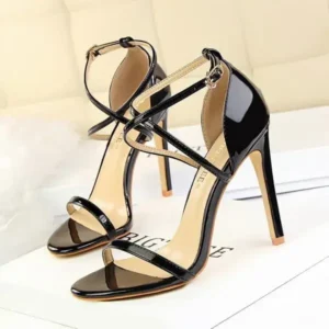 Cupcarrom Women Fashion Sexy Hollow Cross Stiletto Heel Sandals