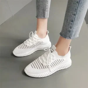 Cupcarrom Women Fashion Mesh Cloth Lace-Up Sneakers