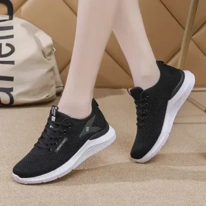 Cupcarrom Women Sports Casual Lace Up Design Mesh Breathable Wedge Sneakers