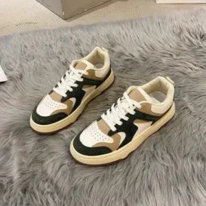 Cupcarrom Women Fashion Lace Up Design Color Blocking Sneakers