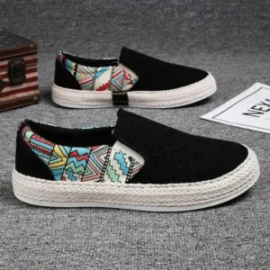 Cupcarrom Men Fashion Color Matching Breathable Canvas Flats Shoes