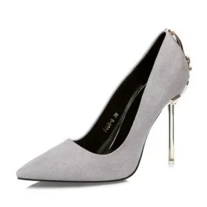 Cupcarrom Women Sexy Metal Heel Pointed-Toe High Heels Shoes