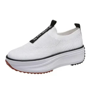 Cupcarrom Women Casual Knit Design Mesh Breathable Wedge Platform Sneakers