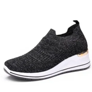 Cupcarrom Women Casual Mesh Knit Design Breathable Comfort Wedge Platform Sneakers