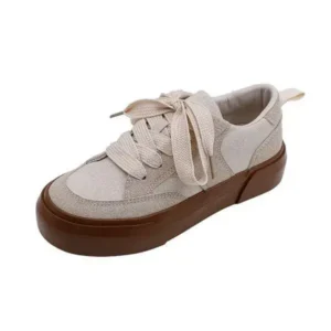 Cupcarrom Women Casual Round Toe Lace Up Design Platform Sneakers