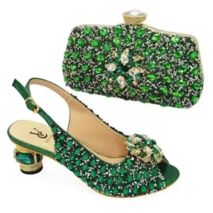 Cupcarrom Fashion Rhinestone Design Party Women High Heel Peep Toe Sandals And Clutch Evening Bag Set