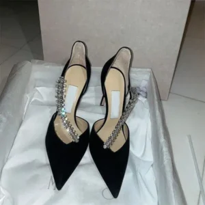 Cupcarrom Women Fashion Sexy Elegant Rhinestone Pointed Toe Stiletto Heel Pumps