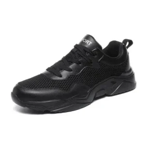 Cupcarrom Men Fashion Pu Mesh Breathable Sneakers