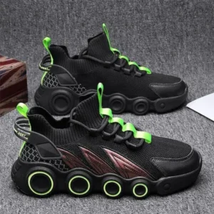 Cupcarrom Men Spring Autumn Fashion Casual Mesh Cloth Breathable Gradient Rubber Platform Shoes High Top Sneakers