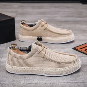 Cupcarrom Men'S Fashion Breathable Stripe Canvas Shoes