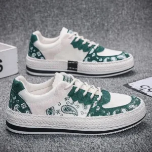 Cupcarrom Men Fashion Cashew Flower Printed Canvas Sneakers