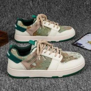 Cupcarrom Men'S Casual Retro Secret Forest Oil Painting Pattern Sneakers