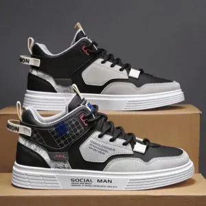 Cupcarrom Men'S Fashion High Top Color Block Sneakers