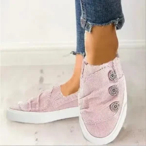 Cupcarrom Women Fashion Plus Size Solid Denim Canvas Flat Sneakers