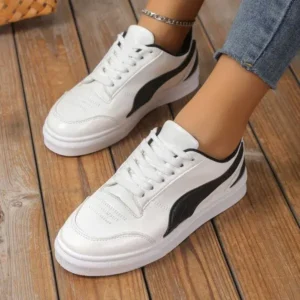 Cupcarrom Women Fashion Plus Size Thick-Soled Round Toe Flat Sneakers