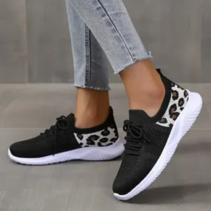 Cupcarrom Women Casual Mesh Breathable Leopard Sneakers