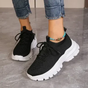 Cupcarrom Women Fashionable Thick-Soles Breathable Sneakers