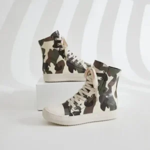 Cupcarrom Women Fashion Casual Plus Size Camouflage Thick-Soled High Top Shoes