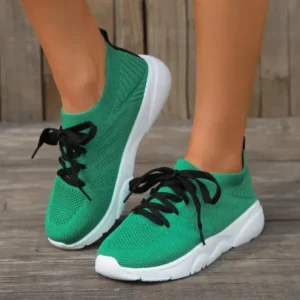 Cupcarrom Women Fashion Casual Fly-Woven Breathable Sneakers