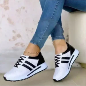 Cupcarrom Women Fashion Plus Size Comfortable Mesh Breathable Thick-Soled Sneakers