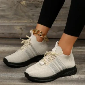 Cupcarrom Women Fashion Casual Flying Mesh Breathable Thick-Soled Sneakers