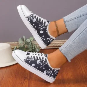 Cupcarrom Women Casual Fashion 3D Print Denim Canvas Sneakers