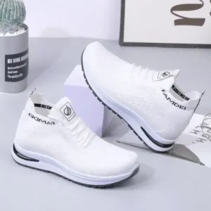 Cupcarrom Women Fashion Casual Mesh Breathable Solid Color Sneakers