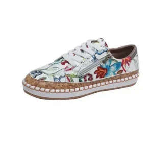 Cupcarrom Women Fashion Casual Floral Printed Zipper Lace-Up Sneakers