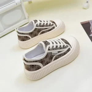 Cupcarrom Women Fashion Round Toe Lace-Up Sneakers