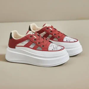 Cupcarrom Women Fashion Hollow Breathable Mesh Platform Sneakers