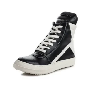 Cupcarrom Women Fashion Casual Black White Inverted Triangle High Top Shoes