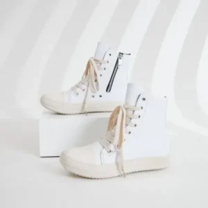 Cupcarrom Women Fashionable Hip Hop White High Top Sneakers