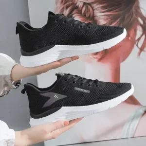 Cupcarrom Women Fashion Flyknit Mesh Lace-Up Sneakers