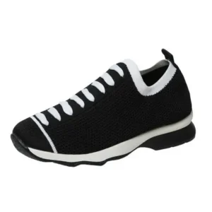 Cupcarrom Women Fashion Color Block Fly Knit Round Toe Slip On Sneakers