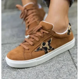 Cupcarrom Women Fashion Round Toe Lace-Up Canvas Sneakers