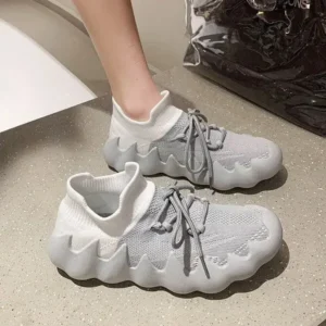 Cupcarrom Women Fashion Round ToeWomen Fashion Round Toe Octopus Fly Woven Sneakers Shallow Cut Print Lace Up Flat Sneakers